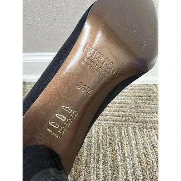 Peter Kent Vero Cudio Vintage Black Cut Out Leather Kitten Heels 36.5 US 6.5 EUC - Picture 9 of 14